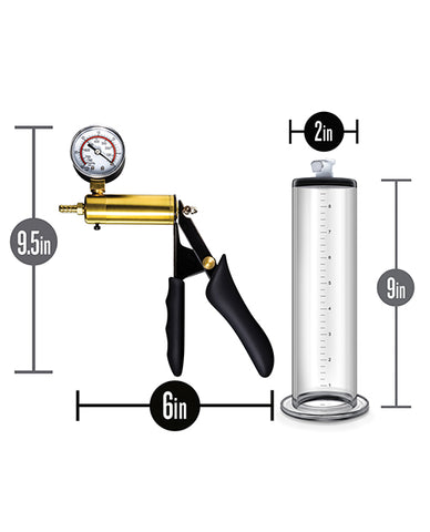 Blush Performance Vx6 Vacuum Penis Pump W/brass Pistol & Pressure Gauge