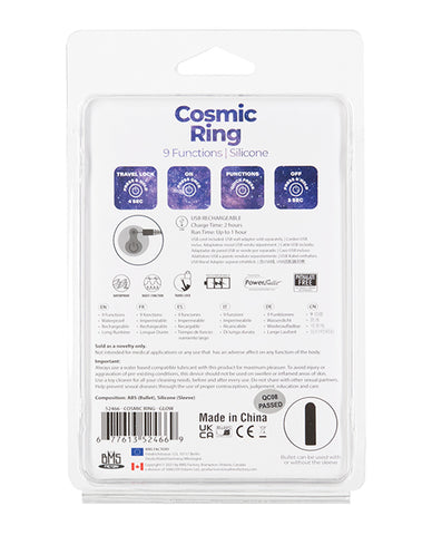 Cosmic Cock Ring W/rechargeable Bullet - 9 Functions