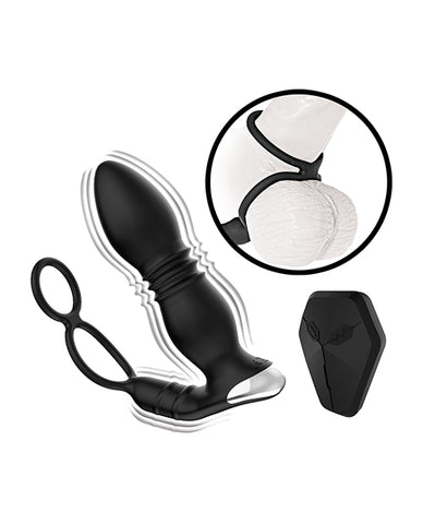 Ass-station Remote Prostate Power Plug w/Cock & Ball Ring