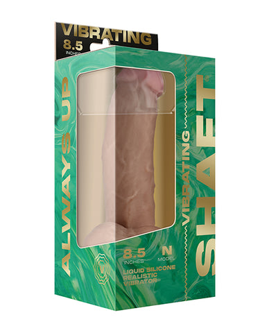 Shaft Flexskin Liquid Silicone 8.5" Vibrating Side Curve Dong w/Balls