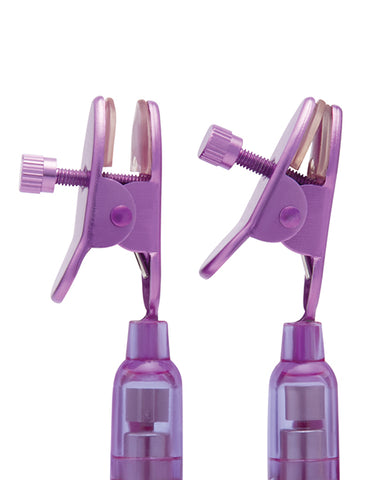 Lux Fetish Vibrating Nipple Clamps w/Wired Remote Control