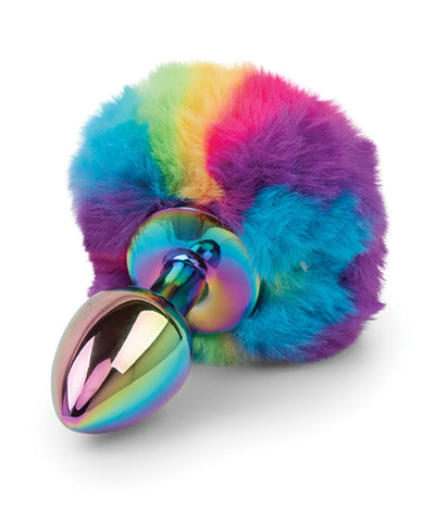 Gemsations 2.95" Metal Bunny Tail Rainbow Butt Plug