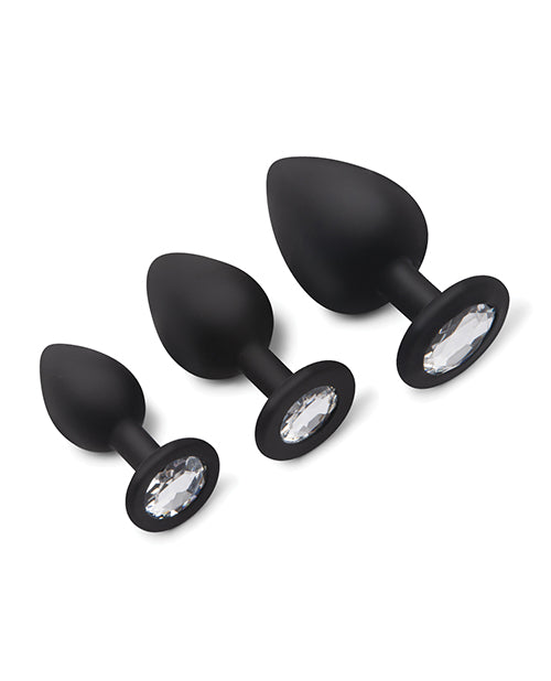 Gemsations 3 pc 2.75" & 3.15" & 3.7" Silicone Bling Bling Butt Plug Training Set