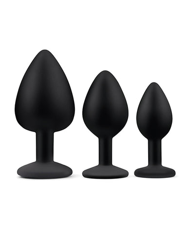 Gemsations 3 pc 2.75" & 3.15" & 3.7" Silicone Bling Bling Butt Plug Training Set