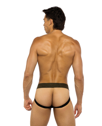 Sacred Heart Jockstrap w/Contoured Pouch & Studded Elastic Waist - Black