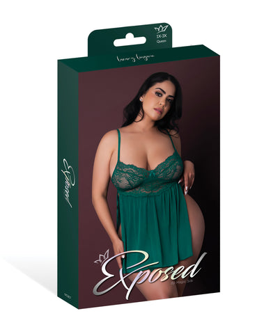 Evermore Babydoll w/Cheeky Panty 2 pc Set - Emerald QN