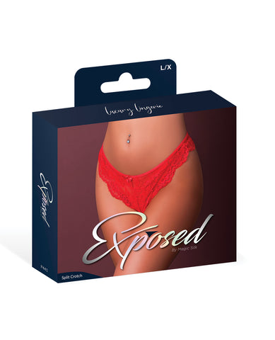 Sugar High Split Crotch Panty - Red