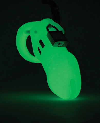 CB-6000 3 1/4" Cock Cage & Lock Set - Glow in the Dark