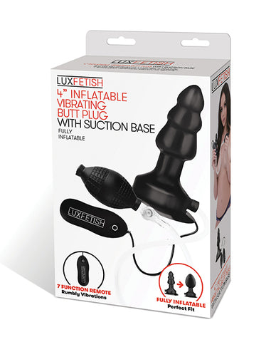Lux Fetish 4" Inflatable Vibrating Butt Plug W/suction Base