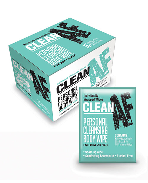 Clean Af Personal Cleansing Body Wipes - Box Of 16