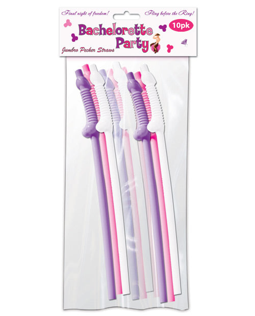 Bachelorette Party Pecker Sipping Straws -Pack Of 10