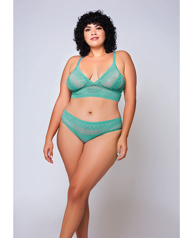 Geometric Lace Bralette & Hipster Teal