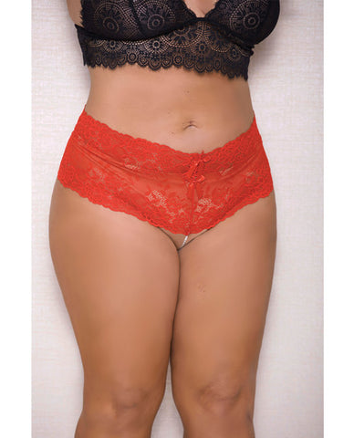 Lace & Pearl Boyshort W/satin Bow Accents