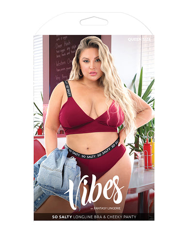 Vibes So Salty Long Line Bra & Cheeky Panty Berry Bliss