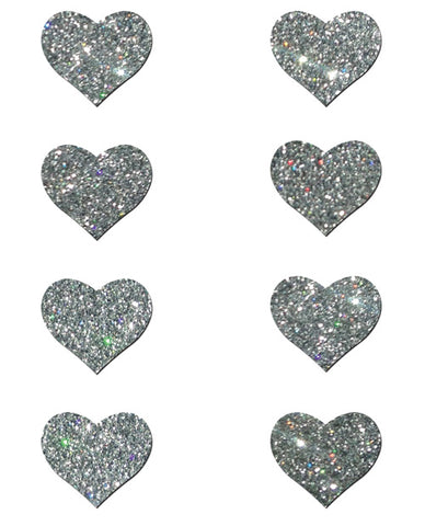 Pastease Mini Glitter Hearts - Silver Pack Of 8