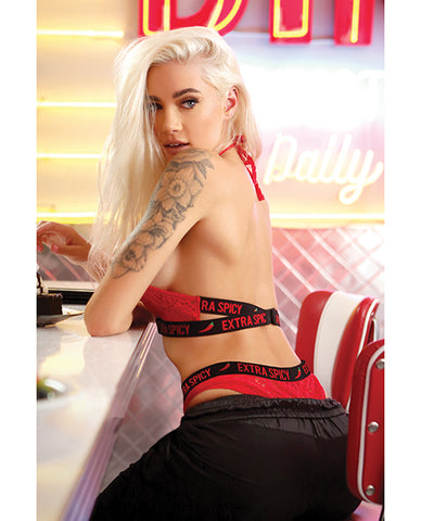 Vibes Extra Spicy Halter Bralette & Cheeky Panty Chili Red S/m