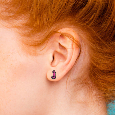 WoodRocket Dildo Pink Earrings