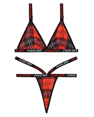 Vibes Fuck Off Bralette and Thong Plaid