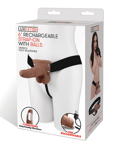Lux Fetish 6" Rechargeable Strap On W/balls