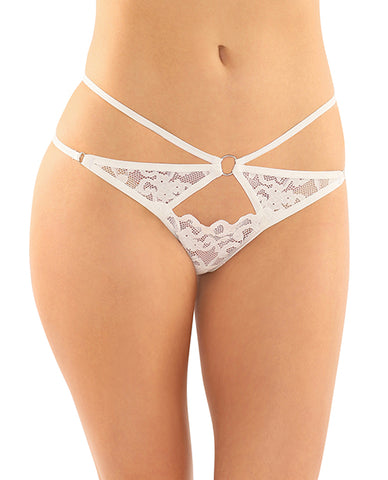 Jasmine Strappy Lace Thong W/front Keyhole Cut Out