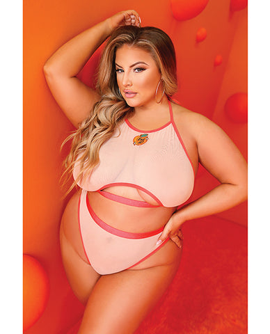 Just Peachy Cut Out Halter Top & Cheeky Panty Nude Qn