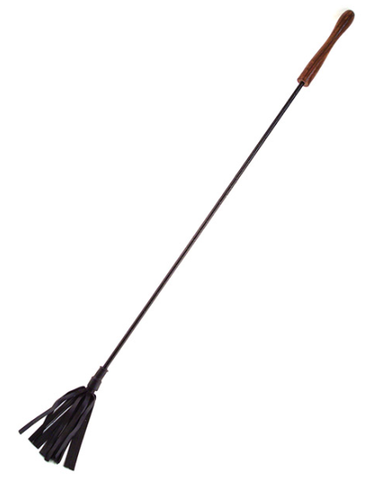 Rouge Leather Riding Crop W/rounded Wooden Handle