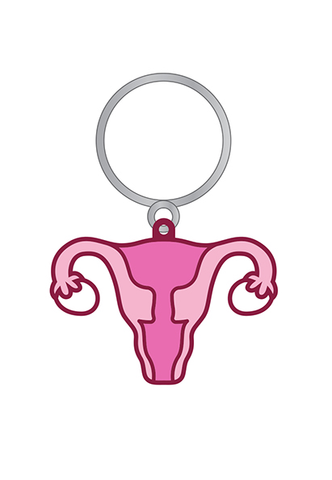 Wood Rocket Uterus Keychain