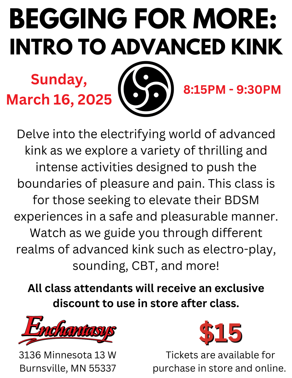 "Begging for More: Intro to Advanced Kink" Tickets (Burnsville, MN)