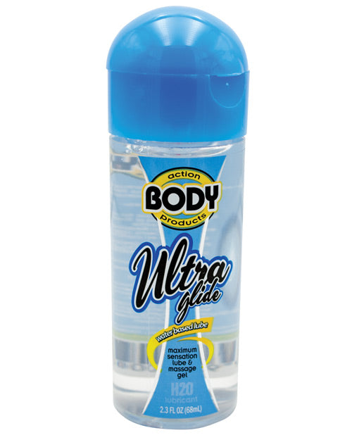 Bottle of Body Products Ultra Glide on a white background