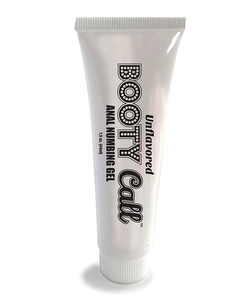 White tube of Booty Call anal numbing gel on a white background