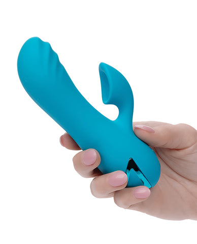 California Dreaming Sunset Beach Seducer curved G-spot vibrator dual motors in hand