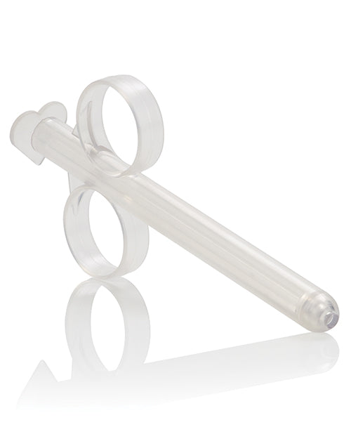 A clear lube tube angled facing the camera.