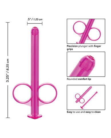 A pink lube tube with measurements: 3.25." by 0.5".