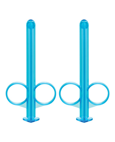 Two blue lube tubes facing up.