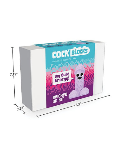 Cock Blocks Bricked Up Kit large kit box with dimension lines showing 6.3 inches x 2.87 inches x 7.19"