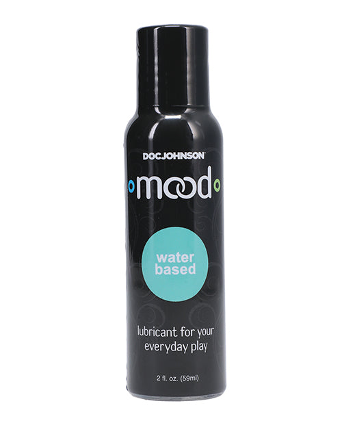 Black bottle of Doc Johnson Mood water-based lubricant on a white background