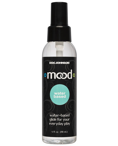 Bottle of Doc Johnson Mood water-based glide on a white background