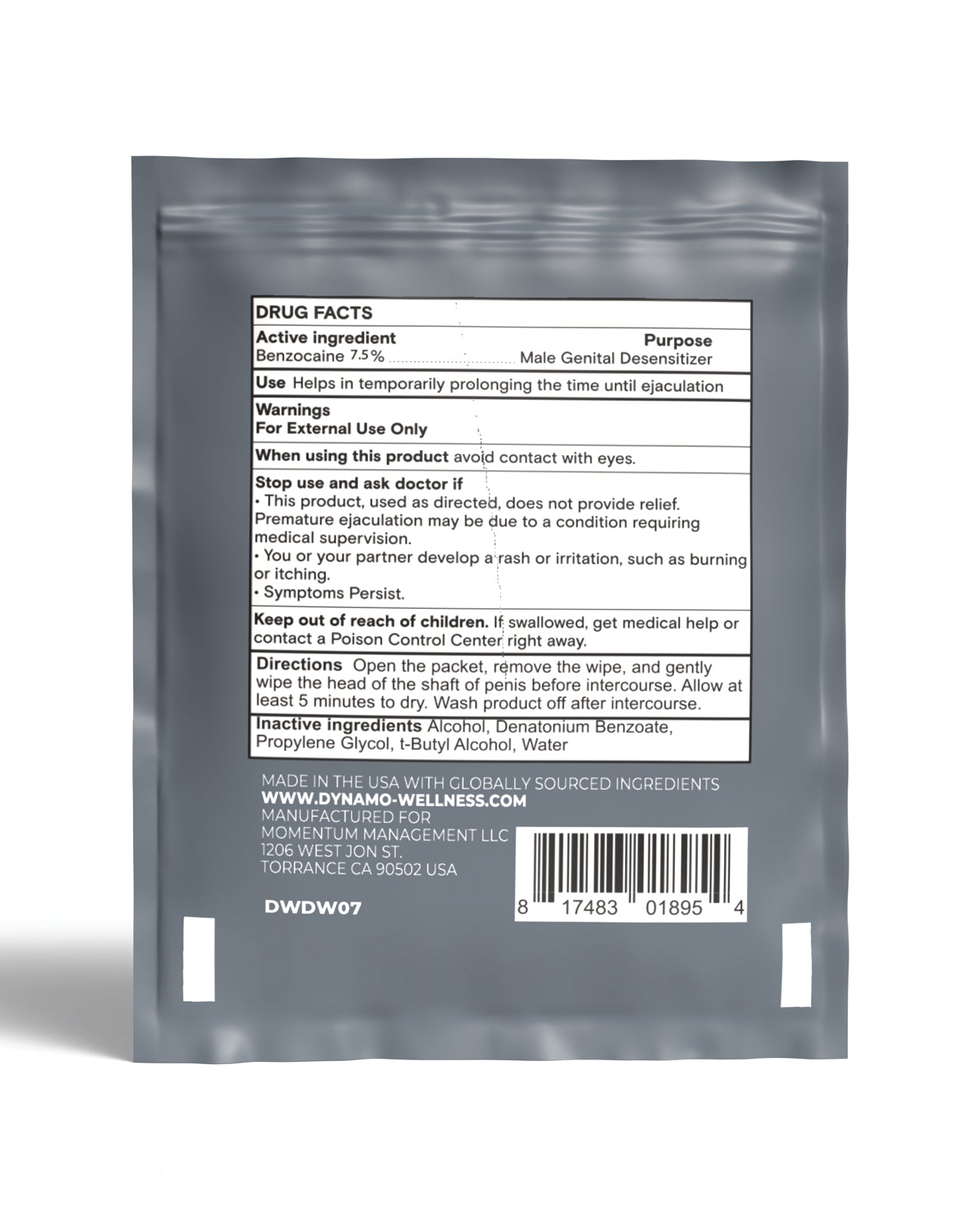 Back packaging on a white background