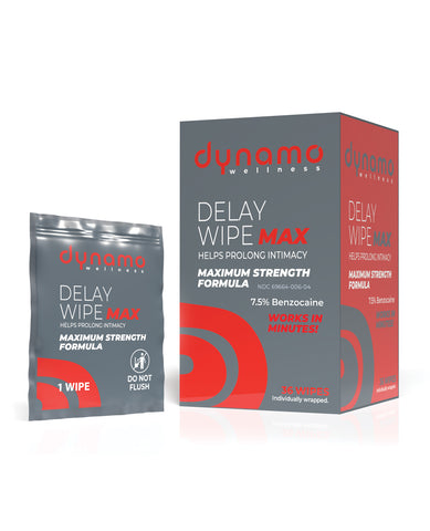 Dynamo Wellness Delay Wipe Max packaging on a white background