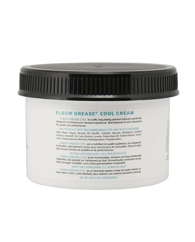 Elbow Grease Cool Cream jar with black lid on a white background