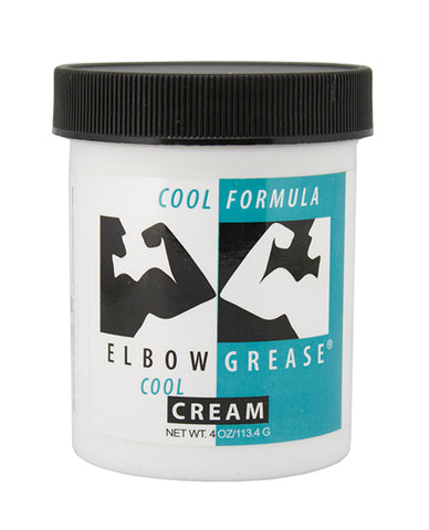 Elbow Grease Cool Cream jar with black lid on a white background
