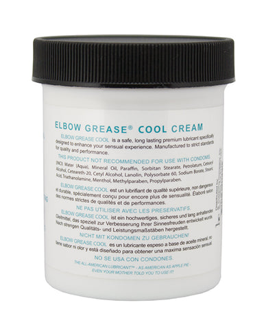 Elbow Grease Cool Cream container with black lid on a white background