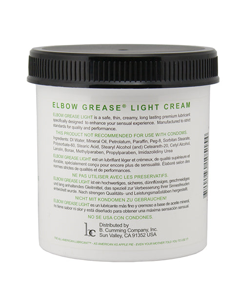 Elbow Grease Light Cream container with black lid on a white background