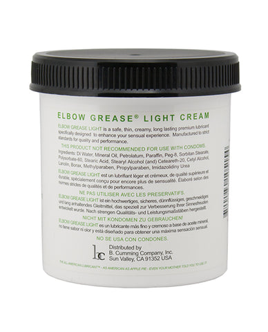 Elbow Grease Light Cream container with black lid on a white background