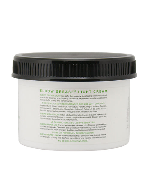Elbow Grease Light Cream jar with black lid on a white background