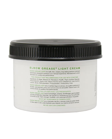 Elbow Grease Light Cream jar with black lid on a white background