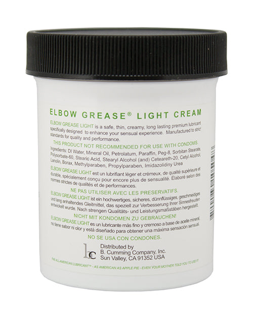 Elbow Grease Light Cream container with black lid on a white background