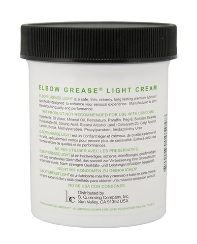 Elbow Grease Light Cream container with black lid on a white background