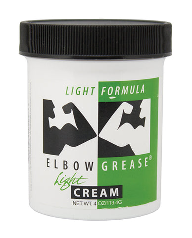 Jar of Elbow Grease light cream with black lid on a white background
