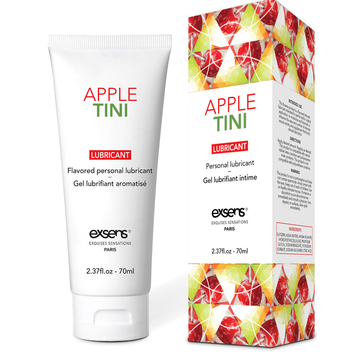 Apple Tini lubricant tube and packaging on a white background